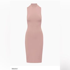 Aritzia pink Babaton Mock neck Contour midi dress large worn 1x